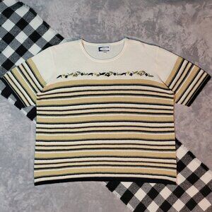 ❄️ 3X | Juste Pour Moi | Short Sleeved Embroidery Knit Sweater